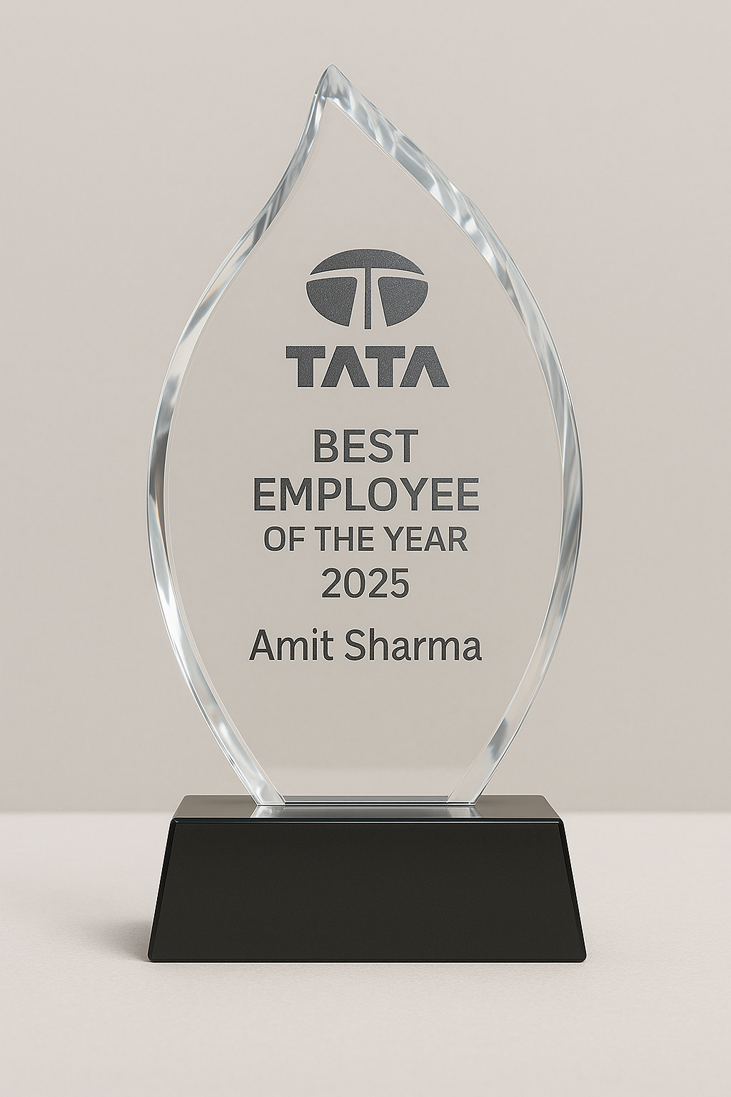 Crystal Flame Award with Black Base