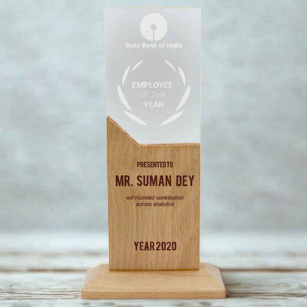 Customised Laser Engraved Wooden trophy