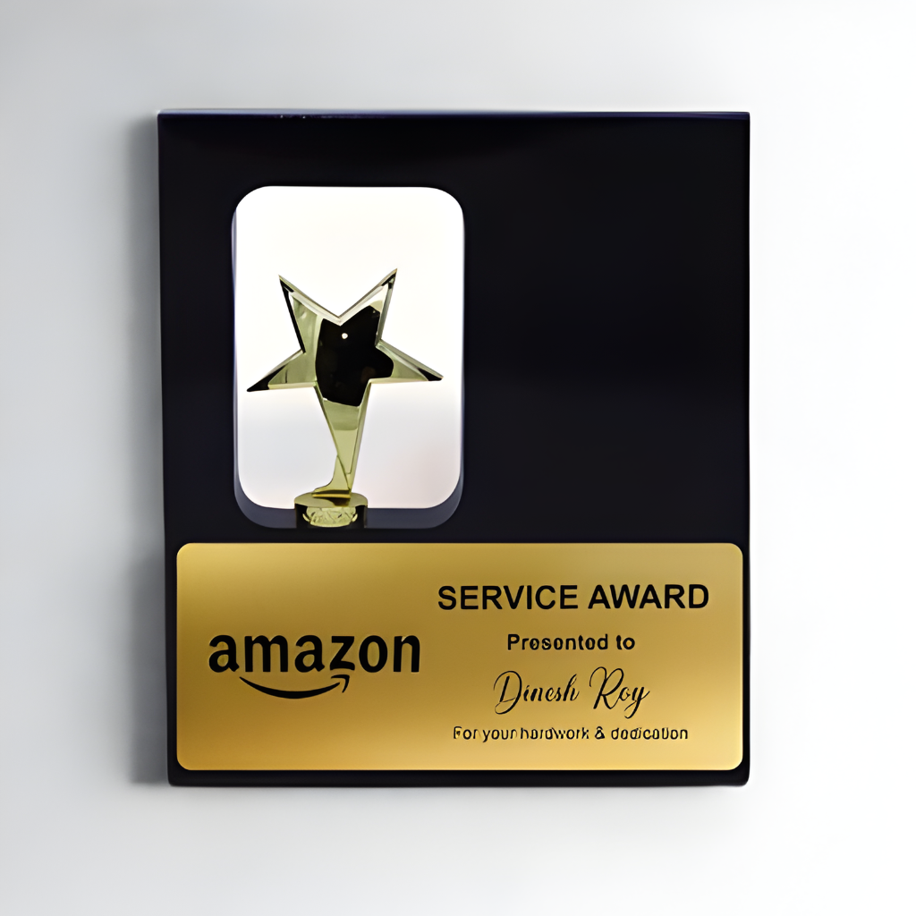 Customized Wood Frame Trophy with Metal Star