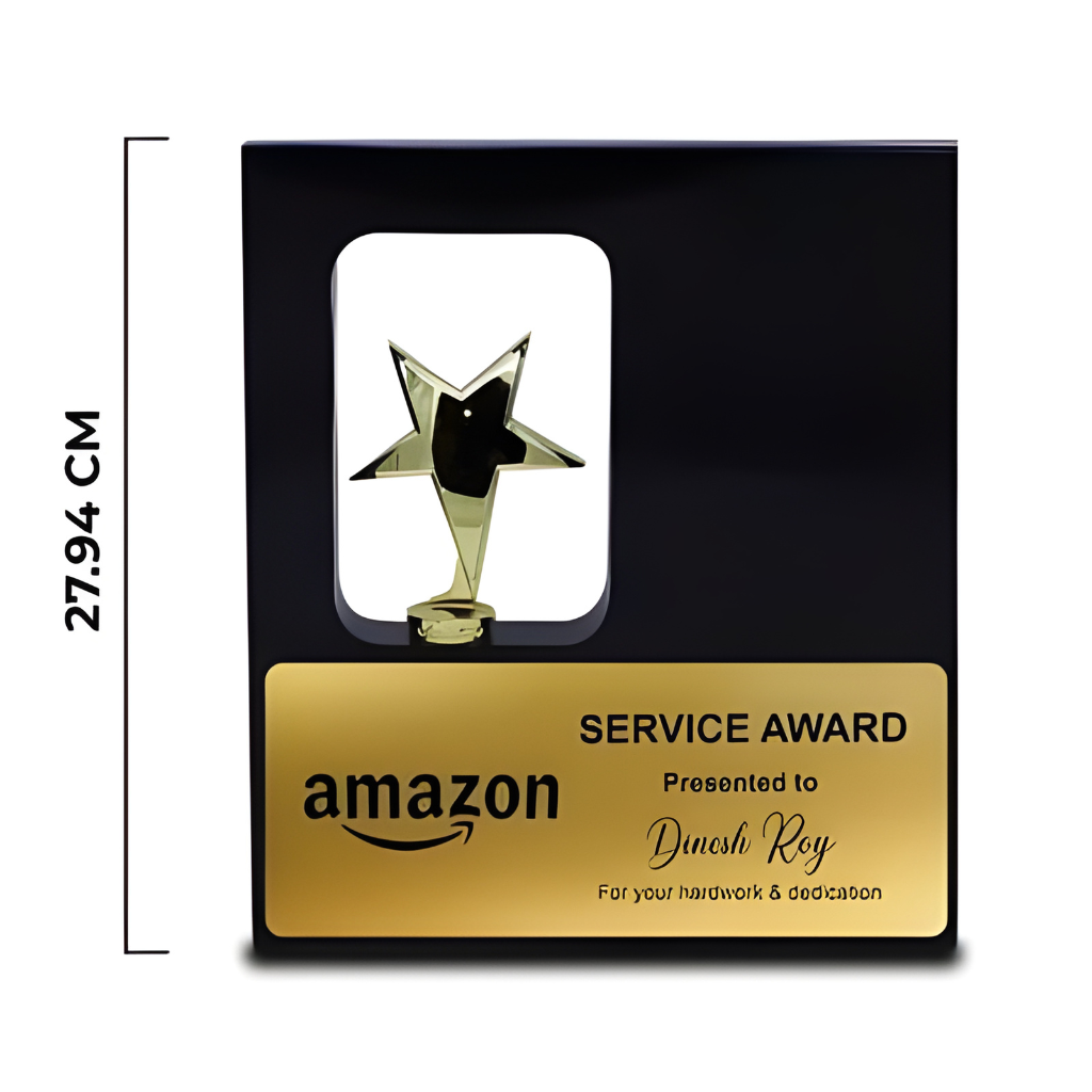 Wood Frame Trophy with Metal Star