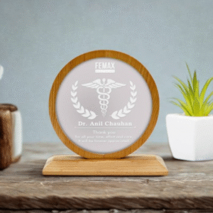 Wooden Base and Round Frame Acrylic Trophy