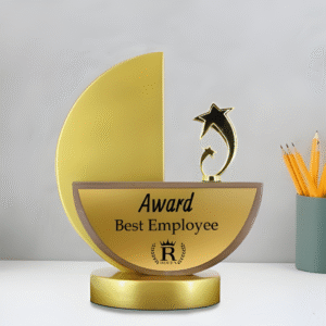 Wooden Trophy with Metal Star