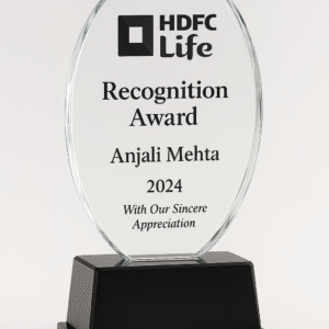 Oval Shape Crystal Award with Black Base